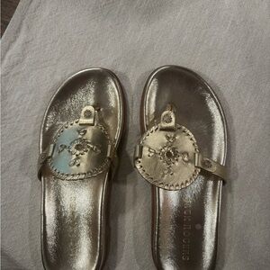 Jack Rogers Gold Leather Sandals